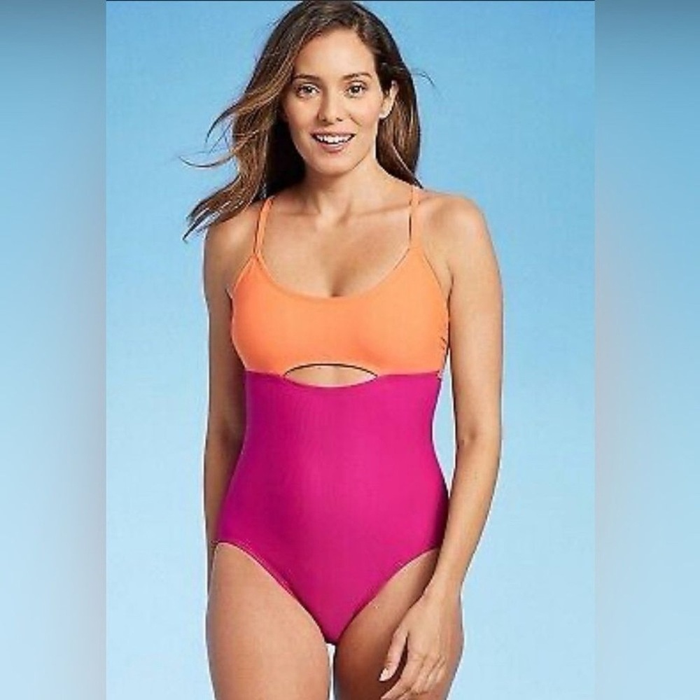 Women's Cut Out Colorblock Medium Coverage One Piece Swimsuit - Kona Sol Size XL